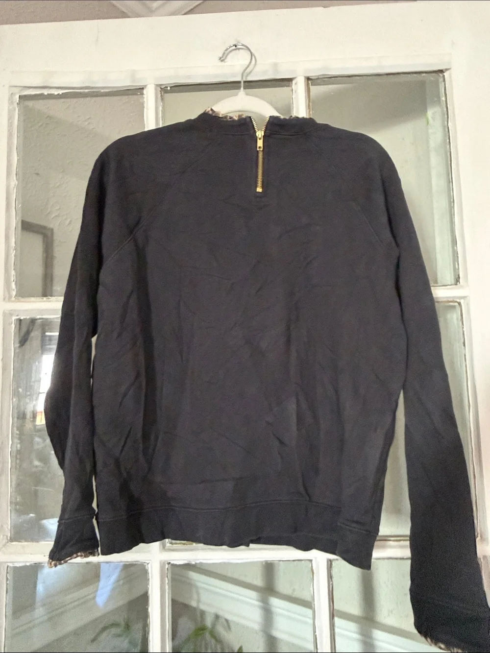J. Crew Black Long Sleeve Crewneck Sweater with detailing